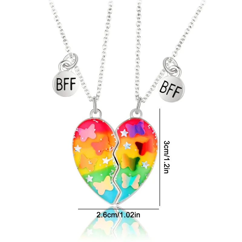 Matching Heart BFF Friendship Necklaces 2pcs | Jovivi