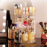 Dressing Table Storage Box 360 Degree Rotation Skincare Product Rack Fashion Acrylic Makeup Organizer for Cosmetic Lipstick Case