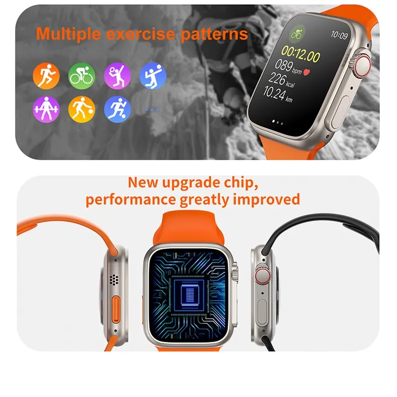 Montre intelligente Ultra 8 MAX avec Écouteurs Bluetooth TWS 2ém Génération 2 en 1 Smart Watch + AirPods, Ensemble Sportif, Écran de 2 Pouces -3