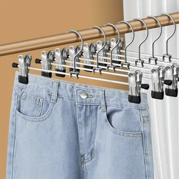 Amazon.com: Amber Home 10 Pack Retro Wooden Pants Hangers with Clips,  Walnut Wood Skirt Hangers Trouser Hangers for Jeans, Slacks, Shorts with  2-Adjustable Clips (Vintage, 10 Pack) : Home & Kitchen