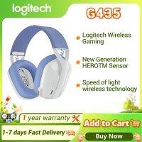 หูฟังบลูทูธ Logitech เกมเมอร์เสียงรอบทิศทางชุดหูฟังไร้สายสำหรับเล่นเกมส์ G435เบาเข้ากันได้กับเกมและเพลง