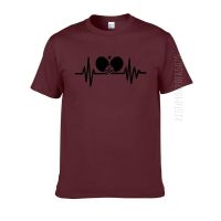 Table Tennis Pingpong Heartbeat T-Shirt Men Print O-Neck Oversized Cotton T Shirt Summer New Tshirt