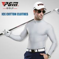 PGM Mens Sun Protection Golf Shirt Underwear Long Sleeve Golf Shirt Cooling Ice Silk T-shirts Anti-UV Soft Golf Apparel For Men