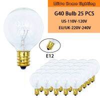 G40 incandescent bulb 25/50 E12 bottom socket IP44 -level waterproof transparent glass ball garden deck wedding party decoration Power Points  Switche