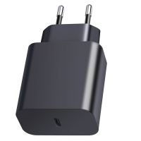 XY PD 25W USB-C / Type-C ที่ชาร์จสำหรับเดินทางแบบพอร์ตเดียวสำหรับอุปกรณ์ Samsung การชาร์จอย่างรวดเร็วปลั๊ก EU (สีดำ)