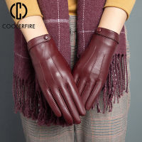 Women’s Leather Gloves Winter South Korean Version Touch Screen Cashmere Thickening Cold Proof Warm Driving Riding Gloves ST255