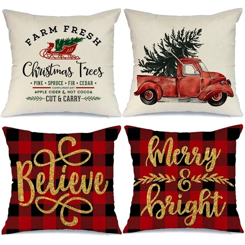 Buffalo Plaid Christmas Pillow Covers,Throw Pillows Farmhouse ...