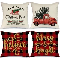 Buffalo Plaid Christmas Pillow Covers,Throw Pillows Farmhouse Christmas Decor for Home, Xmas Decorations Cushion Cases