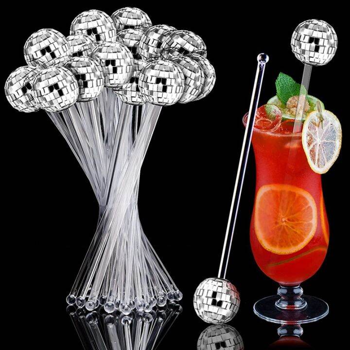 24-pcs-disco-balls-cocktail-stirrers-plastic-round-top-swizzle-sticks-cake-mirror-ball-coffee-beverage-stirrers