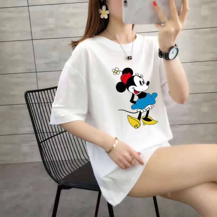 พร้อมส่ง-fashion-dress-shop-เสื้อยืดมิ้กกี้เม้าส์-มาใหม่-เนื้อผ้าดีนุ่มเด้งมี-5-สี-สีเขียวดำ-ขาว-แดง-เสื้อยืดแฟชั่น-เสื้อยืดผู้หญิงแขนสั้น