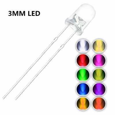 100pcs 3MM LED Diode 3 MM Assorted Kit White Green Red Blue Yellow Orange Pink Purple Warm White DIY Light Emitting Diodes Health Accessories