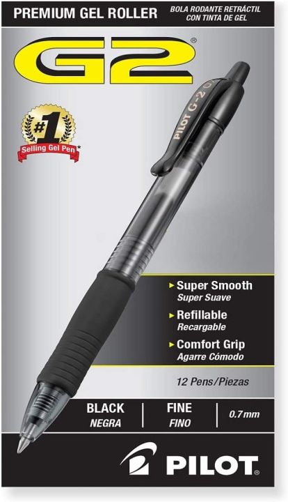 Pilot G2 Ultra Fine Retractable Pens, Black Ink - 12/Box