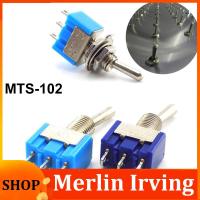 Merlin Irving Shop 5pcs Mini MTS-102 3-Pin SPDT ON-ON 6A 125VAC Miniature Toggle Switches MTS102 Blue Mounting Miniature Shook