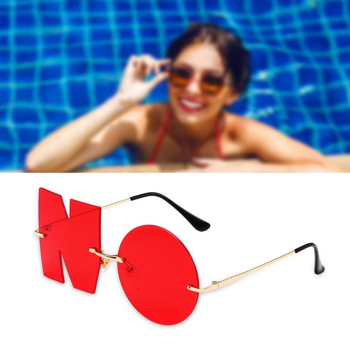 yotigar-แว่นตากันแดดฤดูร้อนลายตัวอักษรไม่มีแว่นกันแดดสำหรับปาร์ตี้วันหยุดสีแดง