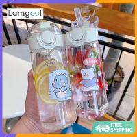 400Ml Mini Kawaii กระบอกน้ำสิ่งแวดล้อมปิดผนึกเด็กกระบอกน้ำขวดพร้อมฝาปิดและ Straw Travel กระบอกน้ำ HGA2634