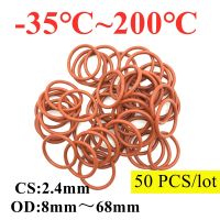 【CW】 50pcs VMQ O Ring Seal Gasket Thickness CS 2.4mm OD 8   68mm Silicone Rubber Insulated Waterproof Washer Round Shape Nontoxic Red