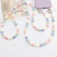 【YF】 New Colorful Love Beads Cross Shoulder Strap Phone Chain Case Long Neck Anti Drop