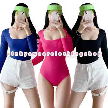  Square Neck Long Sleeve Shapewear Bodysuit For