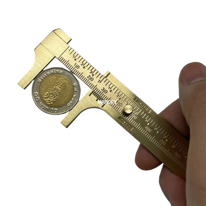 เวอร์เนียร์ทองเหลือง-0-100-มิล-อุปกรณ์วัดมิล-เวอร์เนียร์-เวอร์เนียร์ทองเหลืองแบบพกพาขนาด-100-มม-10-cm-double-scale-copper-vernier-caliper
