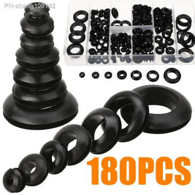 Mayitr 180pc Rubber Grommet Round Grommet Gasket Kit For Protects Wire Cable Hose Custom Part Rubber Seal Assortment Set