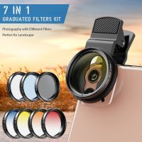 APEXEL 7 IN 1 camera Phone Lens Kit 37mm Graduate Red Blue Yellow Filters+CPL ND/Star Filters for iPhone Samsung all Smartphones Smartphone Lenses