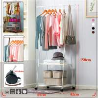 Colorful Clothes Rack Floor Standing Clothes Hanging Storage Shelf Clothes Hanger Racks wWheel Simple Style Bedroom Furniture