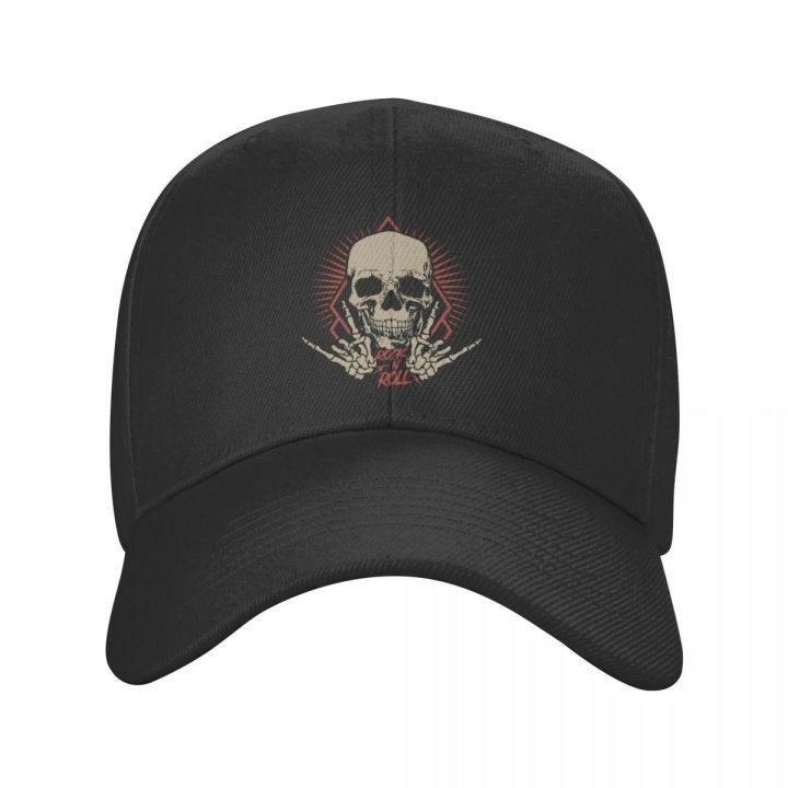 custom-rock-n-roll-baseball-cap-for-men-women-adjustable-hardrock-music-heavy-metal-skull-trucker-hat-streetwear