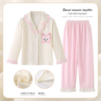 LinaBell Mymelody StellaLou ชุดเสื้อใส่อยู่บ้านเด็กผู้หญิง,ชุมนอนฤดูใบไม้ผลิใบไม้ร่วงหมีส่วนบางแขนยาวเจ้าหญิงแขนยาวเด็กผู้หญิง0000