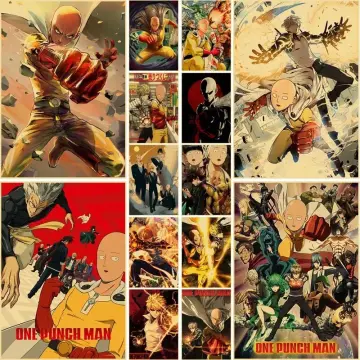 Vintage Japanese Anime One Punch Man Poster Retro Kraft Paper Posters Wall  Sticker Home Decor Living Room Bar Cartoon Picture