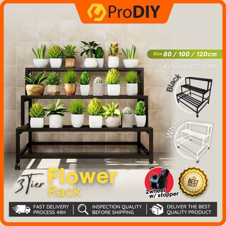 3 Tier Flower Rack Multi Layer Rack Pots Garden Steel Rack Ladder Plant ...