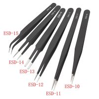 【LZ】❈  2Pcs Anti-static Stainless Steel Tweezers Straight Tip/Elbow Black Metal Tweezers Tools Fit For DIY Industrial Electronic Repair