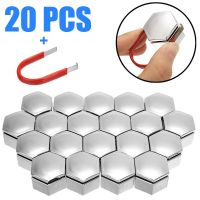 20pcs Chrome 22MM Wheel Hex Nut Bolt Cap Anti-rust Cover Protective Bolt Caps Hub Screw with Removal Tool Nails  Screws Fasteners