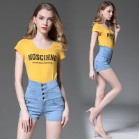 COD jfdss Fashion Women High Waist Button Line Shorts Jeans Denim Shorts S-5XL Light Blue