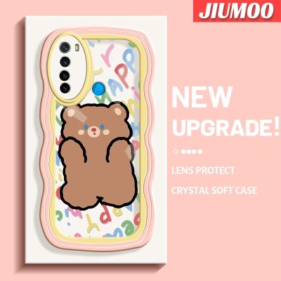 เคส JIUMOO สำหรับ Xiaomi Redmi Note 8 2021 Note 8T เคสลายการ์ตูนหมีแฟชั่นขอบครีมเคสโทรศัพท์โปร่งใสนิ่มเคสซิลิโคนกันกระแทกป้องกันเลนส์กล้องดีไซน์ใหม่สร้างสรรค์กรอบใส