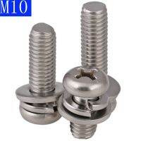 M10 - 1.5 10Mm 304 Stainless Stell Cross Tersembunyi Pan Kepala Sekrup semi Mesin Cuci Kunci dan Plain Washer Komponen Phillips