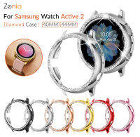 Zenia สีสัน PC หรูหราคริสตัลผิวเปลี่ยนเคสป้องกันสำหรับ Samsung Watch Active 2/Active2 40mm 44mm กีฬาสมาร์ทนาฬิกาอุปกรณ์เสริม