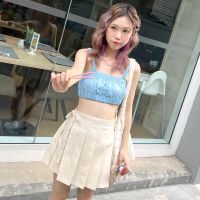 (แยกชิ้น)Soufflé Tennis Skirt Shorts??&amp; POM POM TOP?กระโปรงกางเกงเทนนิสผูกโบว์ข้าง และเสื้อสายเดี่ยวจีบเกี๊ยวสุดคิ้วท์??