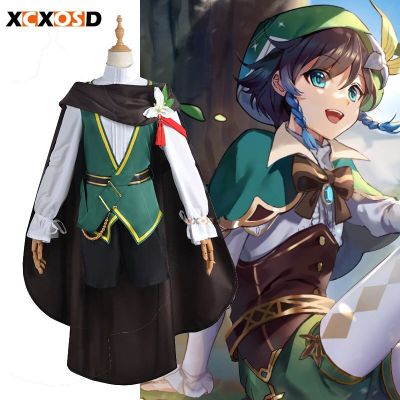 XCXOSD Genshin Impact Venti Cosplay Costumes Friend Game Roleplay Barbatos Clothing Cloak Anime Wig Suit