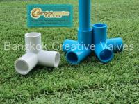 สามทางตั้งฉาก พีวีซี pvc สีฟ้า A1