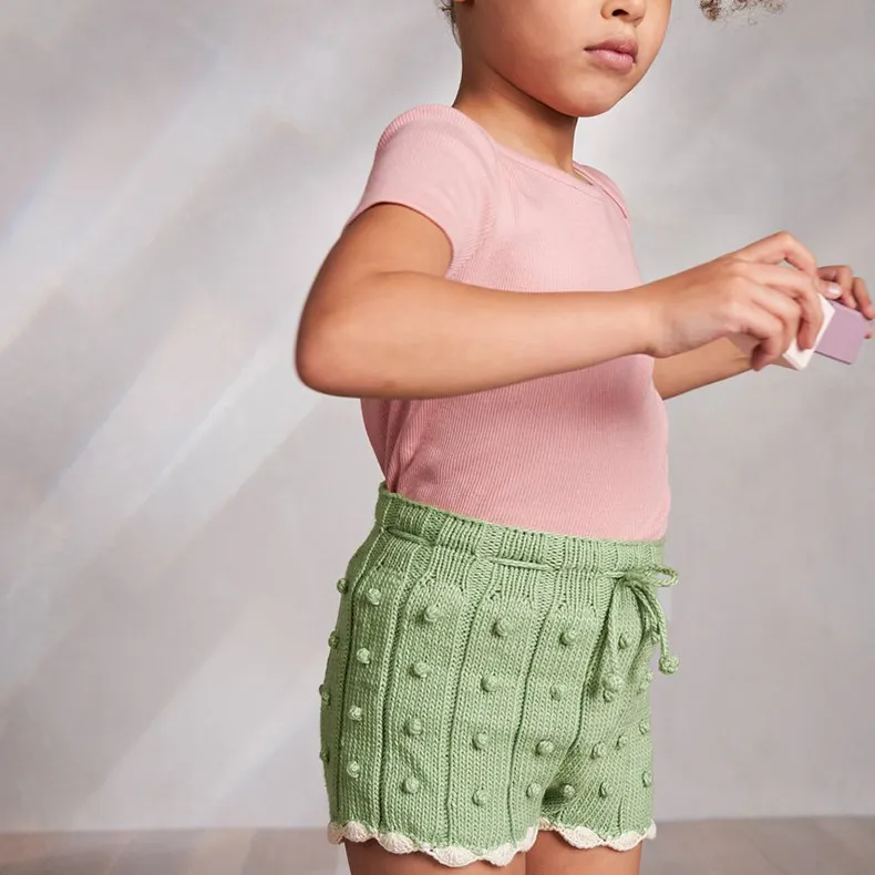 HOT）Misha Puff Kids Wide Leg Pants Baby Girls New Summer Knitted