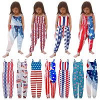 [COD] and childrens summer style suspenders backless stars one-piece romper States Independence Day jumpsuit