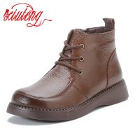 XT 2022 New Winter Womens Boots Mary Jane Leather Ankle Boots Female Zipper Round Toe Casual Office Dress Shoes Woman Boots