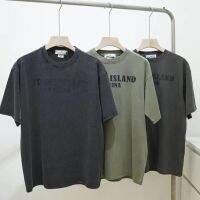 【 Stock 】【 Free shipping 】Stone Islandˉ wash to do old vintage short-sleeved T-shirt male and female couples tide summer brand casual loose top tide