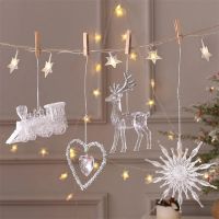 Christmas Snowflake Piece Xmas Tree Pendants Noel Crystal Deer Wreath Hanging Ornaments Merry Christma Decor For Home 2023 Christmas Ornaments