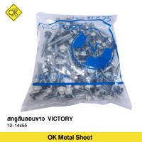 สกรูสันลอน สำหรับแปเหล็ก สีขาว VICTORY 12-14x55