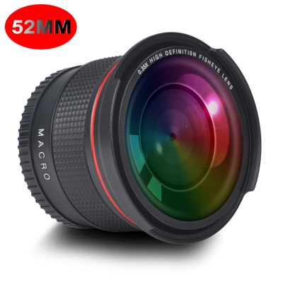 52MM 0.35x Fisheye Wide Angle (W Macro Portion) for Nikon D7100 D5500 D5300 D5200 D5100 D3500 D3400 EOS M3 M5 M6 M10 M50