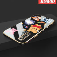 เคส JIUMOO สำหรับ OPPO A31 2020เคส A8ลายการ์ตูนยิ้มรูปสัตว์ใหม่กรอบสี่เหลี่ยมเคลือบพื้นผิวเคสนิ่มซิลิกาเจลกันกระแทกเคสมือถือรวมทุกเลนส์กล้องถ่ายรูปฝาครอบป้องกัน