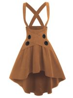 【LZ】✵ஐ●  Saia feminina com renda em camadas de suspensão alta baixa streetwear casual saias de meia panturrilha botão simulado vestido básico para mulheres menina Y2K