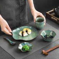 1pc Japanese Style Creamic Bowl Plate Retro Kiln Eating Tableware Bowl Plate Cup Single Restaurant Seasoning Dishes Spoon Mug