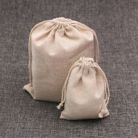 100Pcs/Lot Natural Color Cotton Bags Small Linen Drawstring Gift Bag Muslin Pouches Bracelet Jewelry Storage Packaging Bags